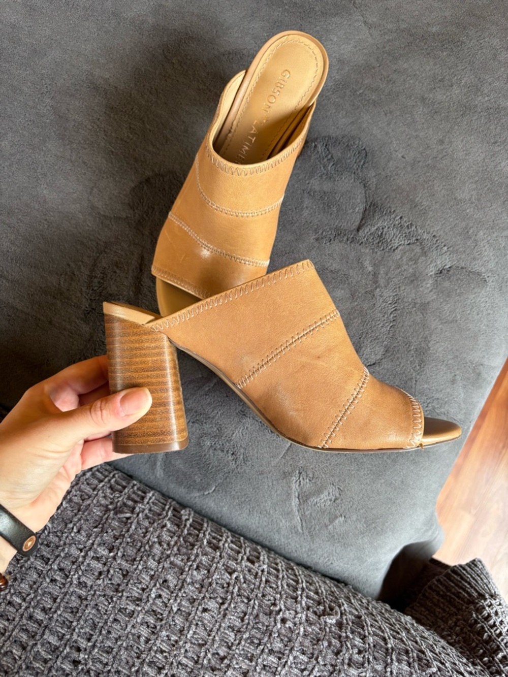Gibson Latimer Block Heel Open Toe Mules, Size 6.5 - Picture 3 of 10